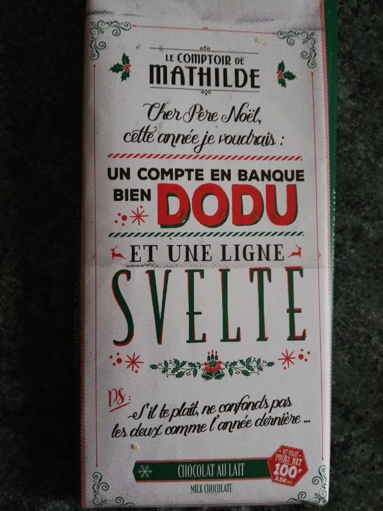 Chocolat au lait en tablette