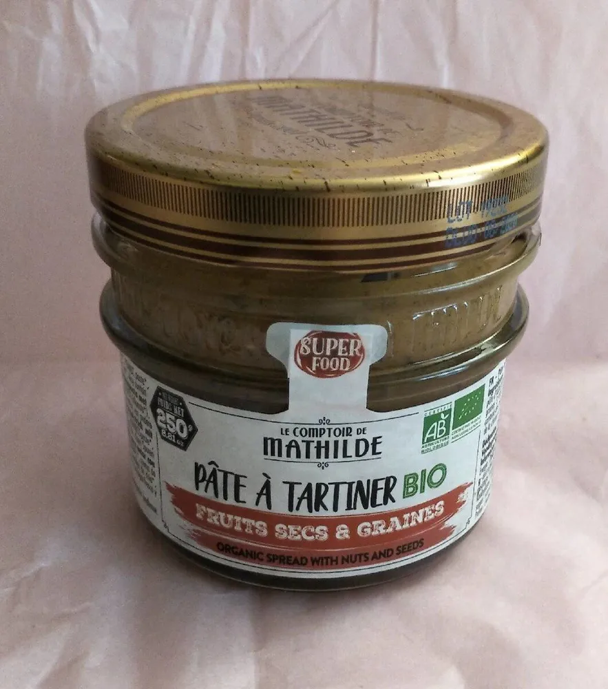 Pâte a tartiner fruits secs et graines