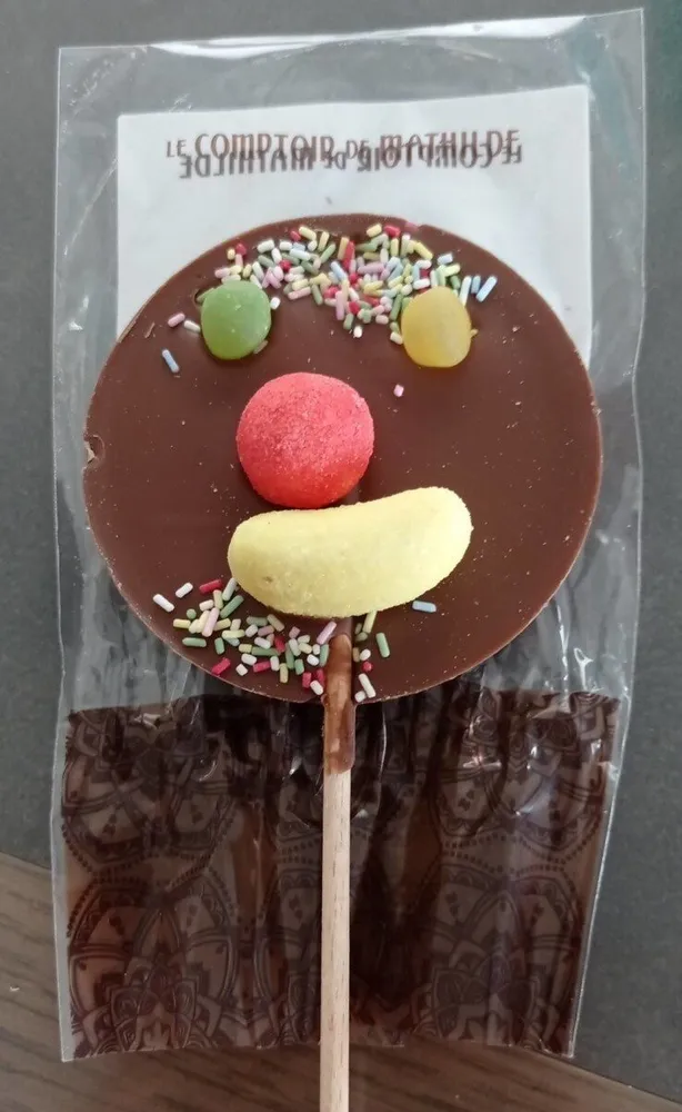 Sucette clown chocolat au lait