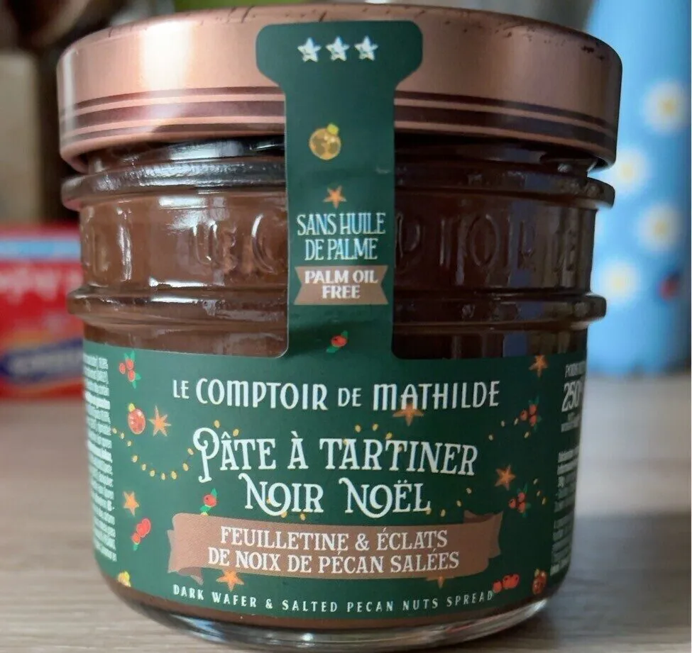 PÂTE À TARTINER NOIR NOËL FEUILLETINE & ÉCLATS DE NOIX DE PECAN SALÉES