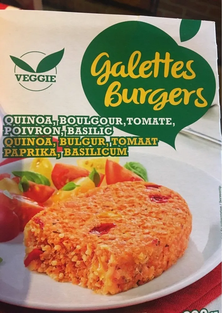 Burger quinoa, boulgour, tomate, poivron basilic