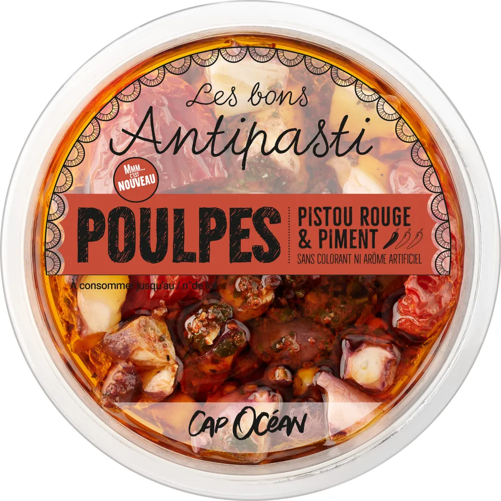 Poulpes pistou rouge et piment - 120g - Frais