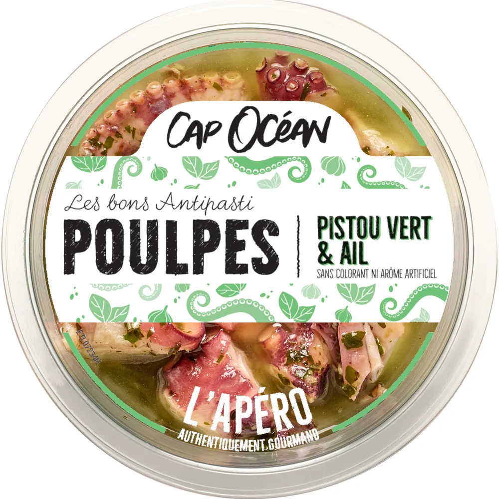Poulpes pistou vert & ail - 120g - Frais
