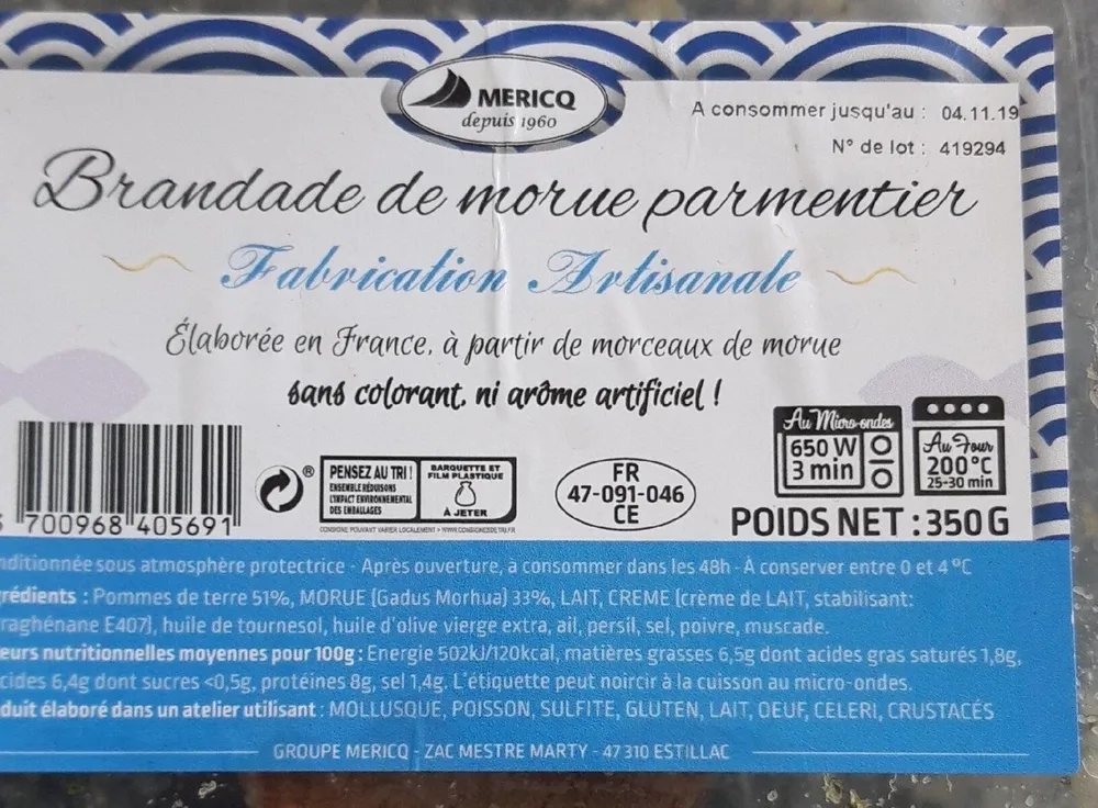 Brandade de morue Parmentier