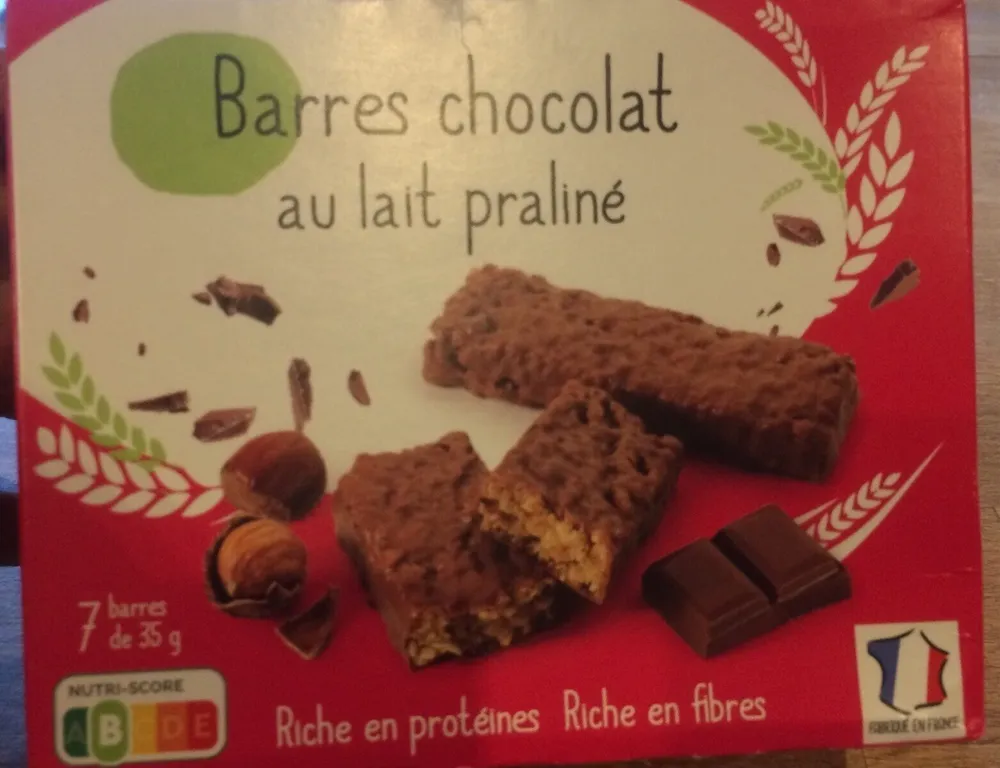 Barre chocolat au lait praliné