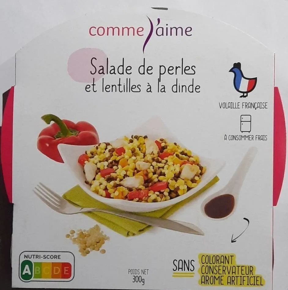 Salade de perles et lentilles a la dinde