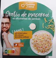 Gratin de macaroni et allumettes de jambon