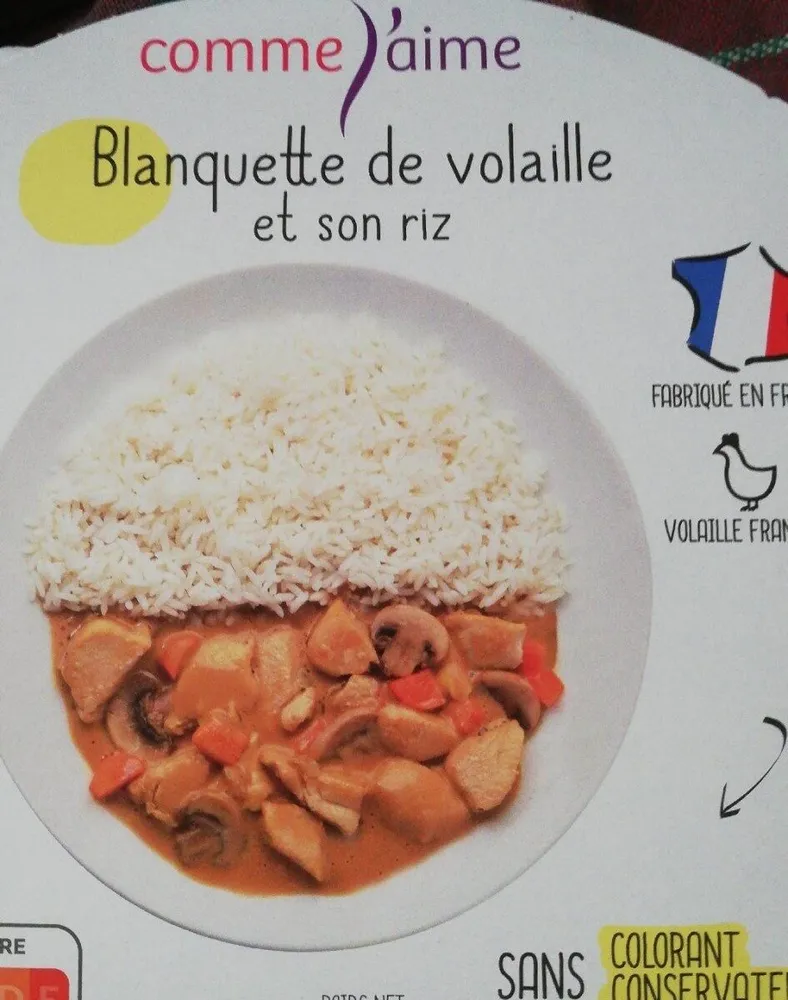 Blanquette de volaille et son riz