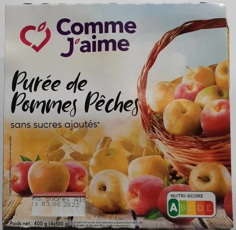 Purée de pommes pêches sans sucre ajouté