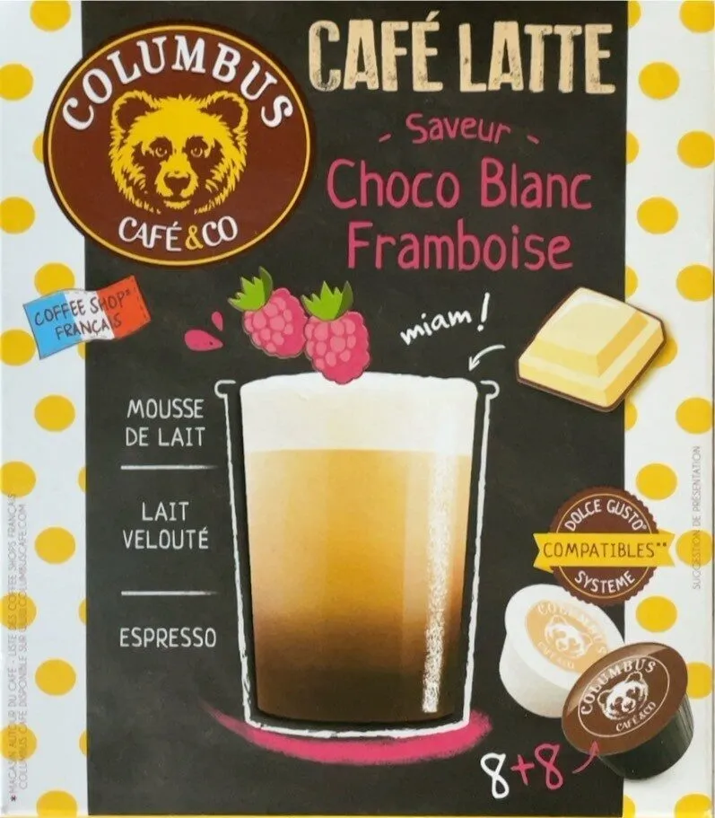 Café Latte saveur Choco Blanc Framboise