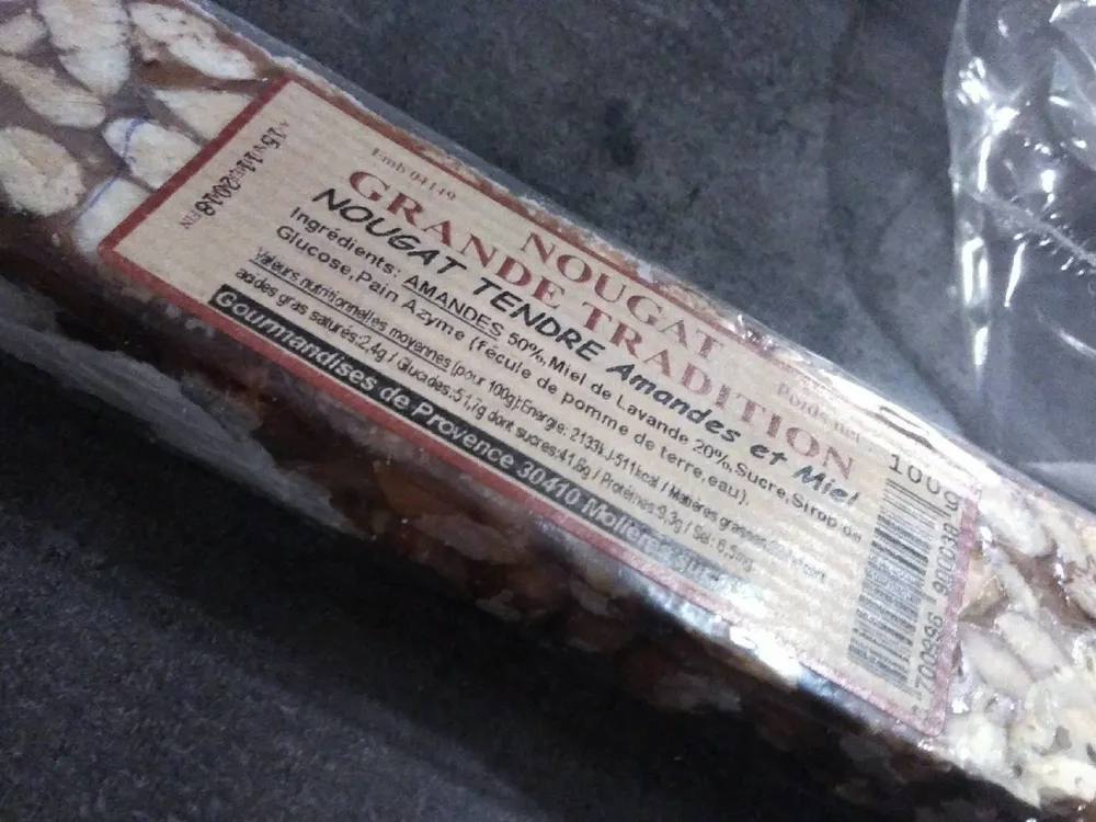 Nougat tendre amandes et miel