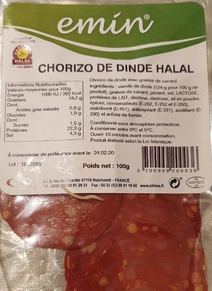 Chorizo de dinde halal