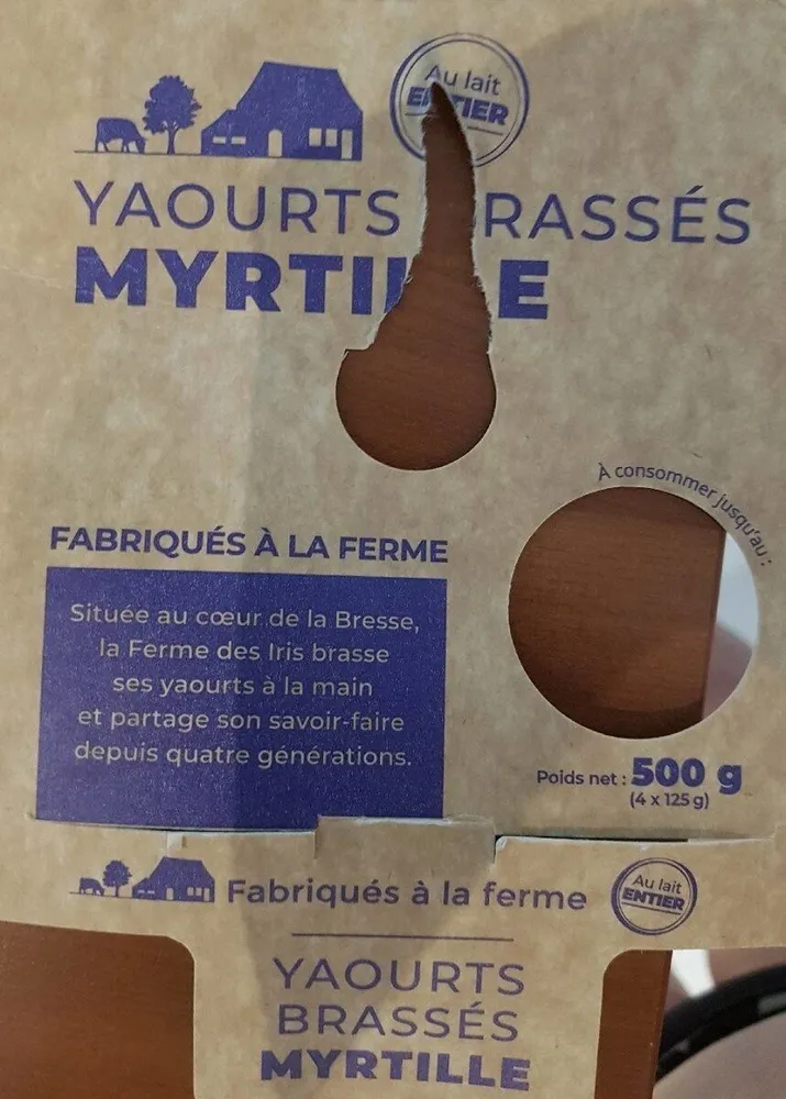 Yaourts brasses myrtille ferme des iris