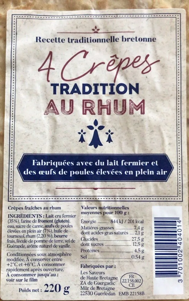 Crèpes tradition au rhum
