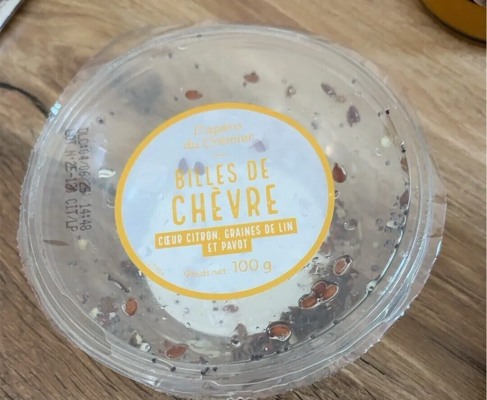 Billes de chèvre coeur citron graines de lin pavot
