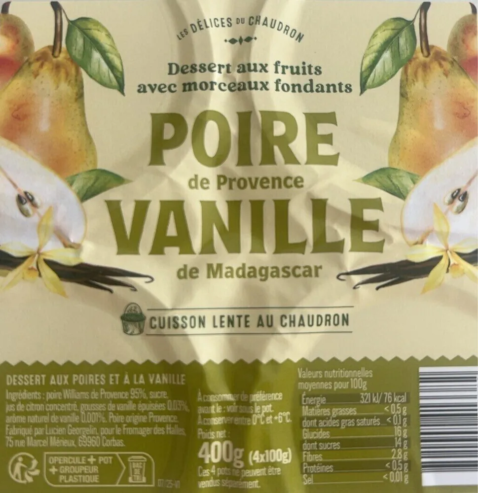 POIRE de Provence VANILLE de Madagascar