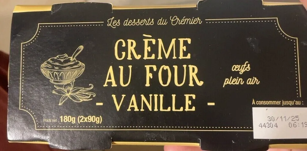 Crème au four, vanille