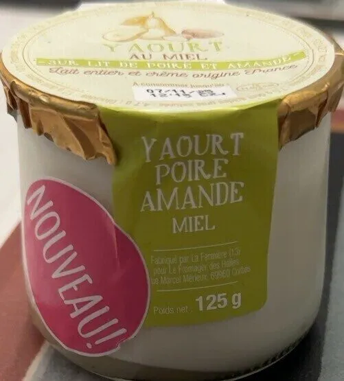 YAOURT POIRE AMANDE MIEL