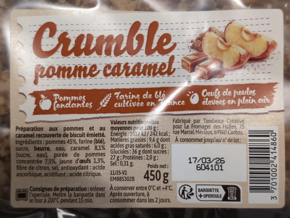 Crumble pomme caramel