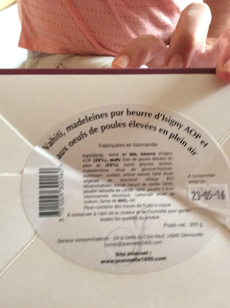 Vahiti Madeleines Pur Beurre d'Isigny AOP et œufs de poules élevées en plein air