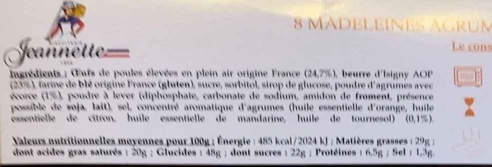 Madeleines agrumes Jeannette