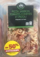 Pizza jambon tomates confites et pistou