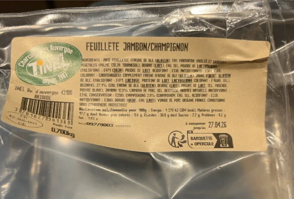 Feuilleté jambon/champignon