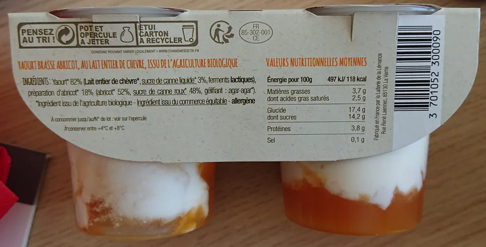 Yaourt de chèvre bio abricot