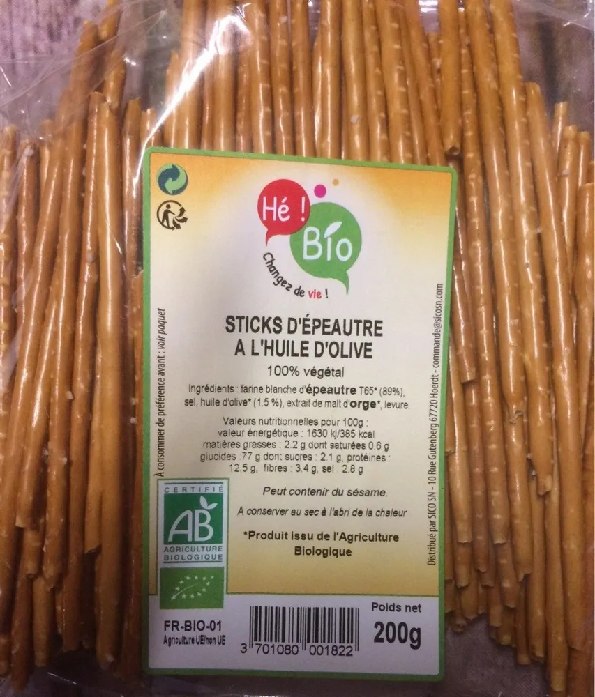 Sticks épautre à l'huile d'olive