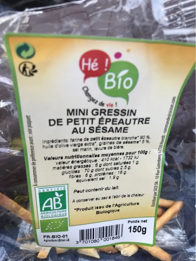 Mini gressin de petit épautre au sesame