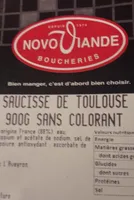 SAUCISSE DE TOULOUSE 900 gr sans comorant