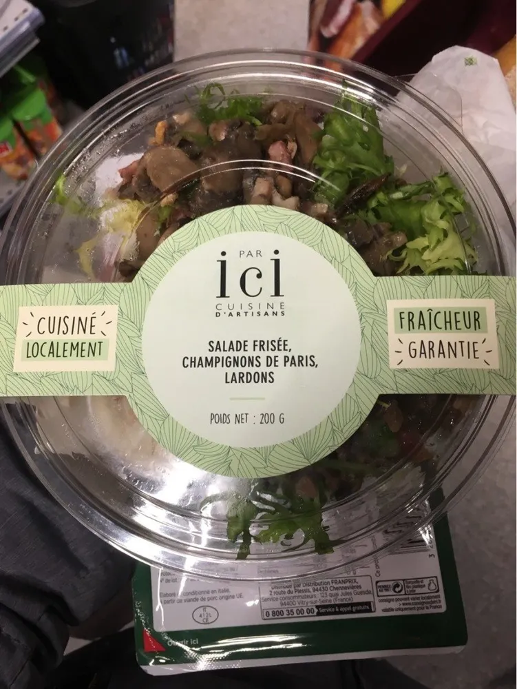 Salade frisée champignon de paris lardons