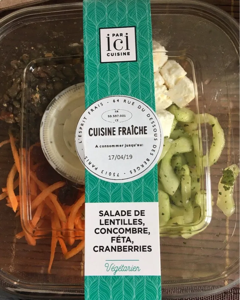 Salade lentilles, concombres, feta