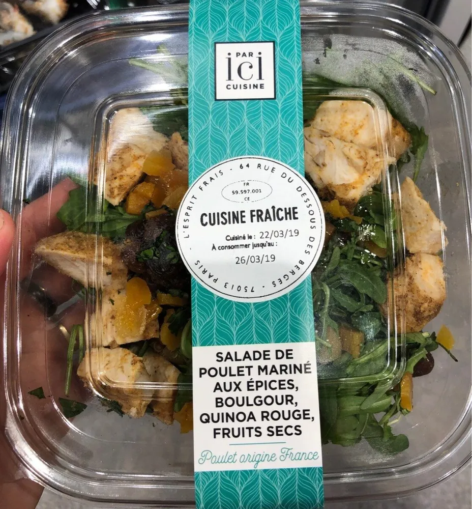 Salade de poulet mariné aux epices, boulgour