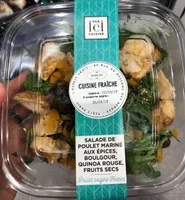 Salade de poulet mariné aux epices, boulgour