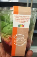 Salade de lentilles corail aux légumes champignons à la grecque
