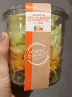 Salade de lentilles, saumon, carottes et citron