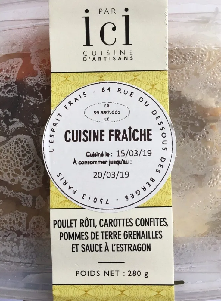 Poulet, carottes, PDT et sauce à l'estragon