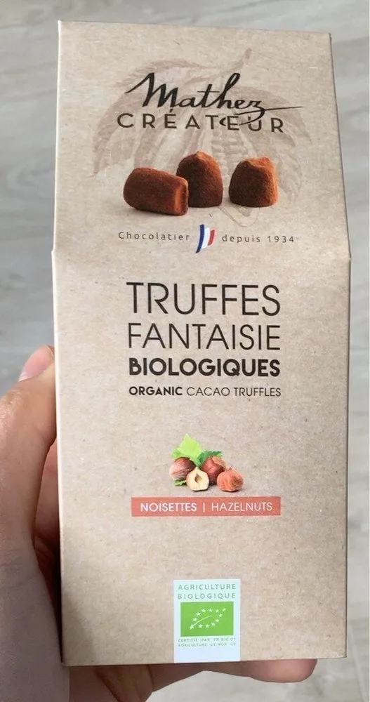 Truffes fantaisie Biologiques noisettes