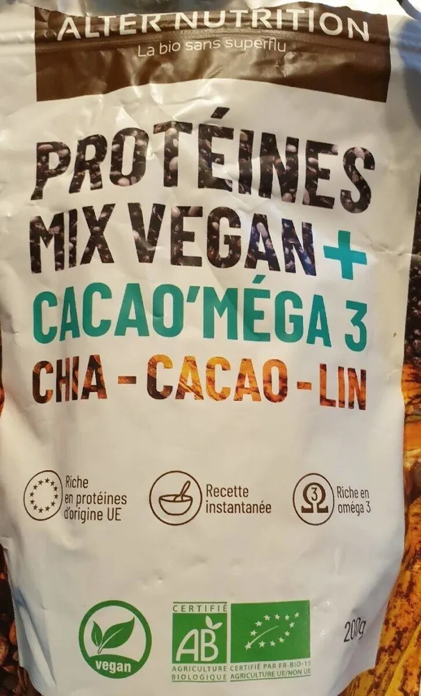 Protéines mix vegan chia cacao lin