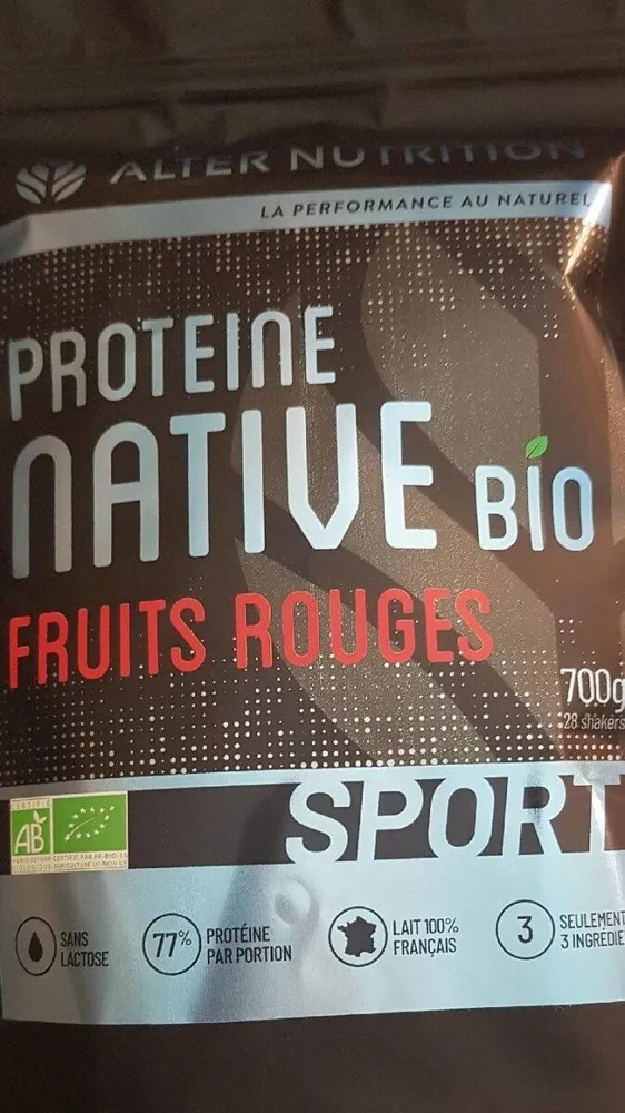 Proteine native bio Alter Nutrition fruits rouges 700g