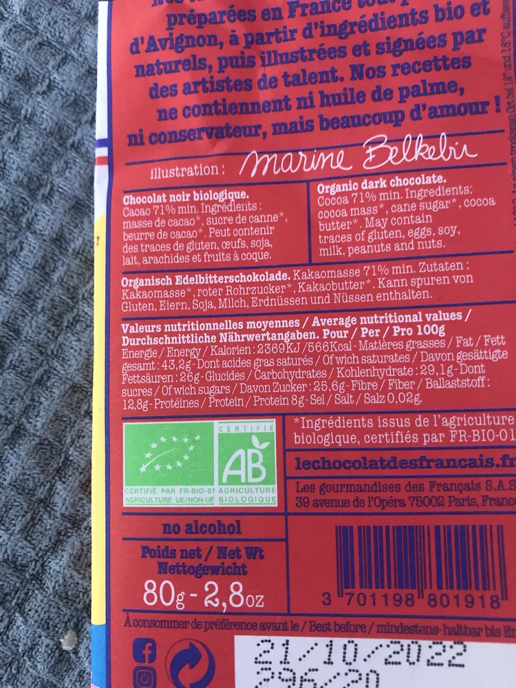 Chocolat noir 71 % cacao