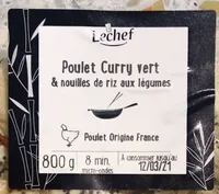 Poulet curry vert et nouilles de riz aux légumes