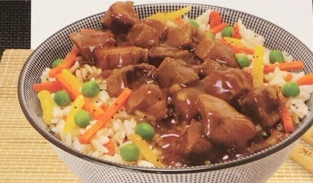 Porc au caramel et riz basmati