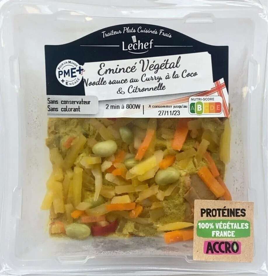Émincé végétal noodle curry coco Lechef