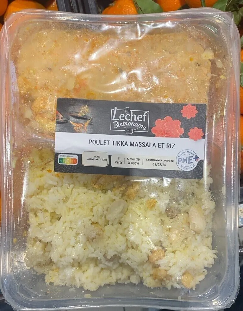 Poulet tikka massala et riz