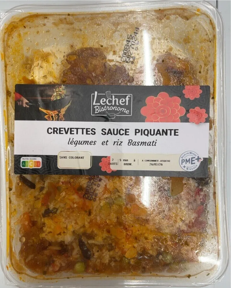 Crevettes sauves piquante legumes et rie basmati