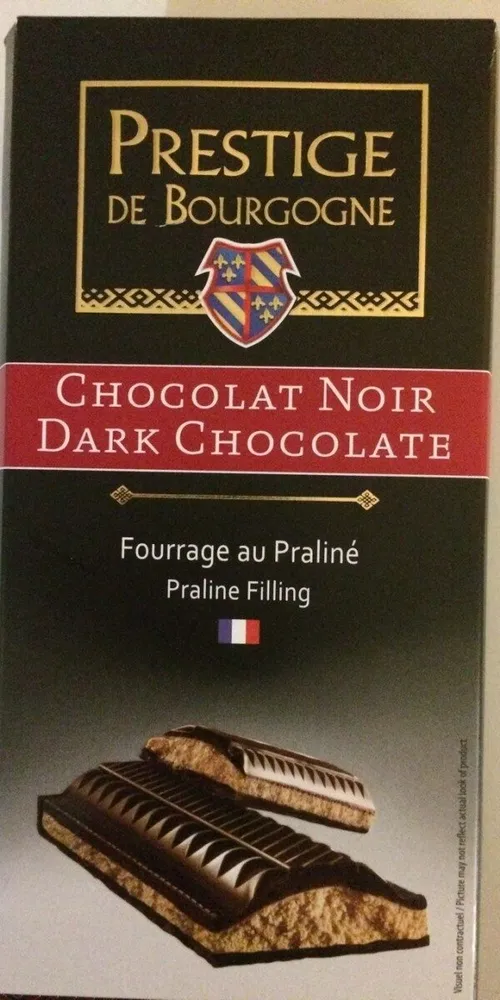Chocolat noir fourrage au praliné