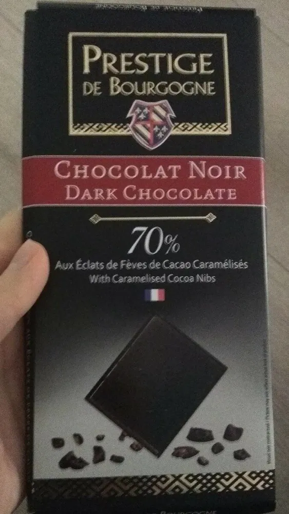 Chocolat noir aux éclats de fèves de cacao caramélisés