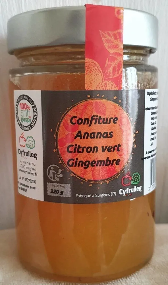 Confiture ananas citron vert gingembre